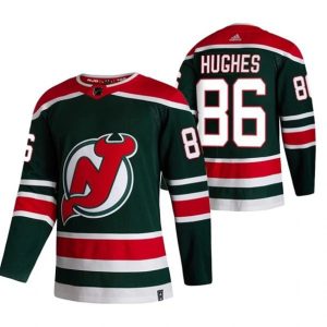 Maend-NHL-New-Jersey-Devils-Troeje-Jack-Hughes-86-2022-Reverse-Retro-Groen-Authentic