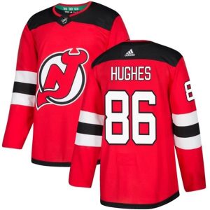 Maend-NHL-New-Jersey-Devils-Troeje-Jack-Hughes-86-Roed-Authentic