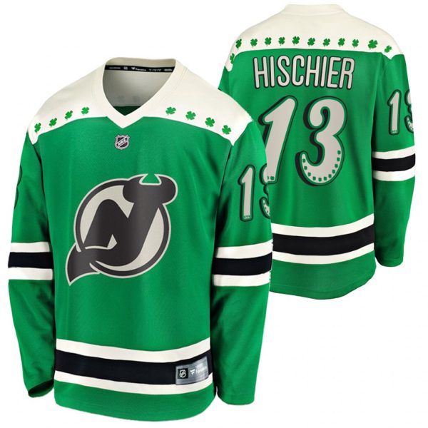 Maend-NHL-New-Jersey-Devils-Troeje-Nico-Hischier-13-2021-St-Patricks-Day-Groen-Breakaway