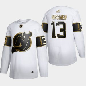 Maend-NHL-New-Jersey-Devils-Troeje-Nico-Hischier-13-Golden-Edition-Hvid-Authentic