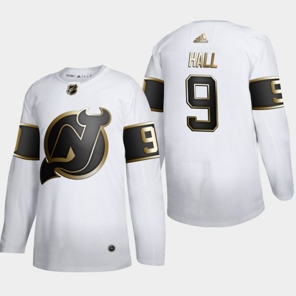 Maend-NHL-New-Jersey-Devils-Troeje-Taylor-Hall-9-Golden-Edition-Hvid-Authentic