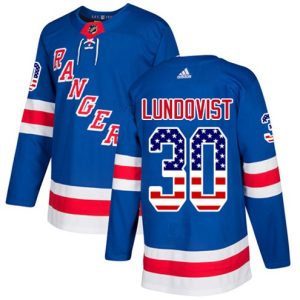 Maend-NHL-New-York-Rangers-Troeje-Henrik-Lundqvist-30-Authentic-Royal-Blaa-USA-Flag-Fashion