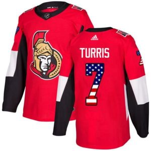 Maend-NHL-Ottawa-Senators-Troeje-Kyle-Turris-7-Roed-USA-Flag-Fashion-Authentic