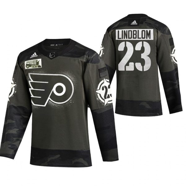 Maend-NHL-Philadelphia-Flyers-Troeje-Oskar-Lindblom-23-Camo-2021-Military-Night-Authentic-Limited