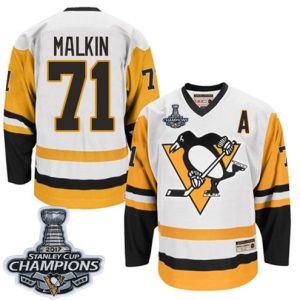 Maend-NHL-Pittsburgh-Penguins-Troeje-Evgeni-Malkin-71-Authentic-Throwback-Hvid-CCM-Stanley-Cup-Champions