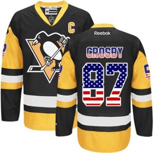 Maend-NHL-Pittsburgh-Penguins-Troeje-Sidney-Crosby-87-Reebok-USA-Flag-Fashion