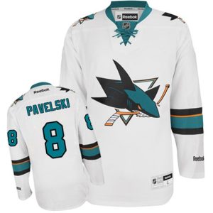 Maend-NHL-San-Jose-Sharks-Troeje-Joe-Pavelski-8-Reebok-Hvid-Ude