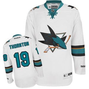 Maend-NHL-San-Jose-Sharks-Troeje-Joe-Thornton-19-Authentic-Reebok-Hvid-Ude