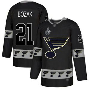 Maend-NHL-St.-Louis-Blues-Troeje-21-Tyler-Bozak-Sort-Logo-2019-Stanley-Cup
