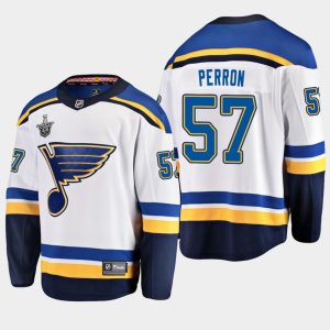 Maend-NHL-St.-Louis-Blues-Troeje-David-Perron-57-2019-Stanley-Cup-Playoffs-Ude-Player-Hvid