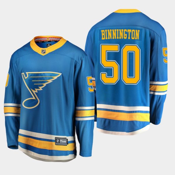 Maend-NHL-St.-Louis-Blues-Troeje-Jordan-Binnington-50-Alternate-Breakaway-Player-Fanatics-Branded-Blaa