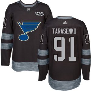 Maend-NHL-St.-Louis-Blues-Troeje-Vladimir-Tarasenko-91-Authentic-Sort-1917-2017-100th-Anniversary