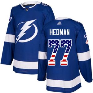 Maend-NHL-Tampa-Bay-Lightning-Troeje-Victor-Hedman-77-Authentic-Blaa-USA-Flag-Fashion