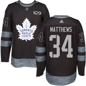 Maend-NHL-Toronto-Maple-Leafs-Troeje-Auston-Matthews-34-Premier-Sort-1917-2017-100th-Anniversary