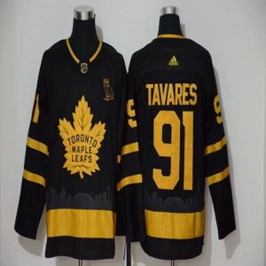 Maend-NHL-Toronto-Maple-Leafs-Troeje-John-Tavares-91-2018-19-Sort-II-Authentic