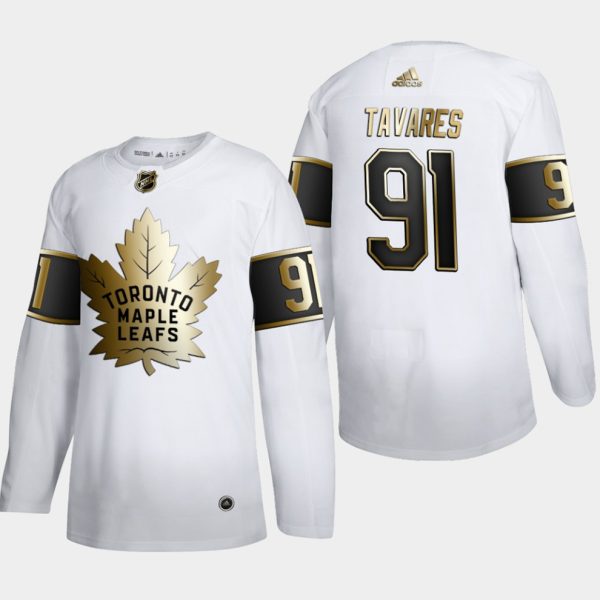 Maend-NHL-Toronto-Maple-Leafs-Troeje-John-Tavares-91-Golden-Edition-Hvid-Authentic