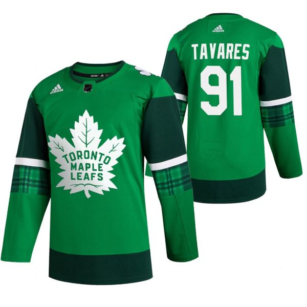 Maend-NHL-Toronto-Maple-Leafs-Troeje-John-Tavares-91-Groen-2020-St.-Patricks-Day-Leafs-Forever