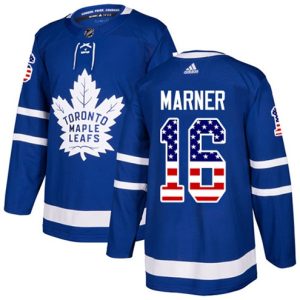 Maend-NHL-Toronto-Maple-Leafs-Troeje-Mitchell-Marner-16-Authentic-Royal-Blaa-USA-Flag-Fashion