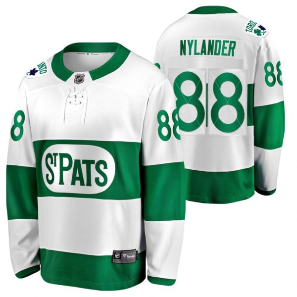 Maend-NHL-Toronto-Maple-Leafs-Troeje-William-Nylander-88-2021-St.-Pats-Groen-Throwback