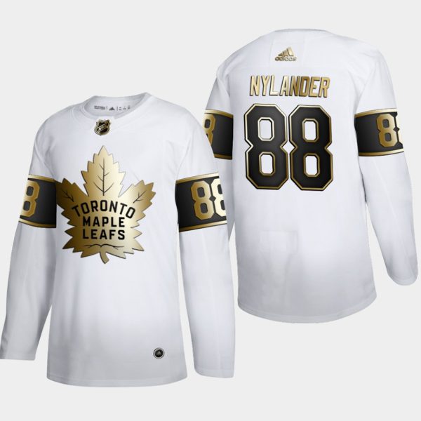 Maend-NHL-Toronto-Maple-Leafs-Troeje-William-Nylander-88-Golden-Edition-Hvid-Authentic