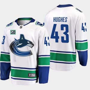 Maend-NHL-Vancouver-Canucks-Troeje-Quinn-Hughes-43-50th-Anniversary-Hvid-Ude