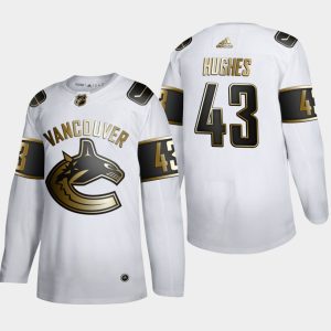Maend-NHL-Vancouver-Canucks-Troeje-Quinn-Hughes-43-Golden-Edition-Hvid-Authentic