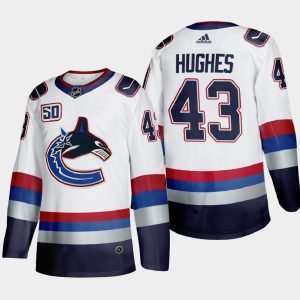 Maend-NHL-Vancouver-Canucks-Troeje-Quinn-Hughes-43-Throwback-Hvid-2000s-Vintage-Authentic-Player