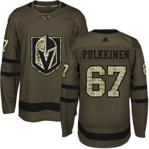 Maend-NHL-Vegas-Golden-Knights-Troeje-Teemu-Pulkkinen-67-Authentic-Groen-Salute-to-Service