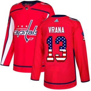 Maend-NHL-Washington-Capitals-Troeje-Jakub-Vrana-13-Authentic-Roed-USA-Flag-Fashion