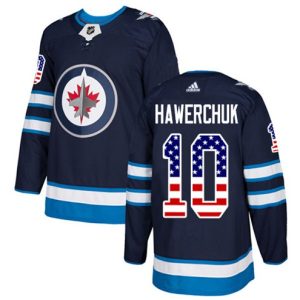 Maend-NHL-Winnipeg-Jets-Troeje-Dale-Hawerchuk-10-Authentic-Navy-Blaa-USA-Flag-Fashion