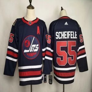 Maend-NHL-Winnipeg-Jets-Troeje-Mark-Scheifele-55-2018-19-Navy-Authentic