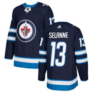 Maend-NHL-Winnipeg-Jets-Troeje-Teemu-Selanne-13-Authentic-Navy-Blaa-Hjemme