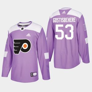 Maend-Philadelphia-Flyers-Troeje-Shayne-Gostisbehere-Lavender-Hockey-Fights-Cancer-Warmup-Practice