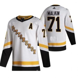Maend-Pittsburgh-Penguins-Troeje-Evgeni-Malkin-71-2022-Reverse-Retro-Hvid-Authentic