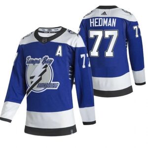 Maend-Tampa-Bay-Lightning-Troeje-Victor-Hedman-77-2022-Reverse-Retro-Blaa-Authentic