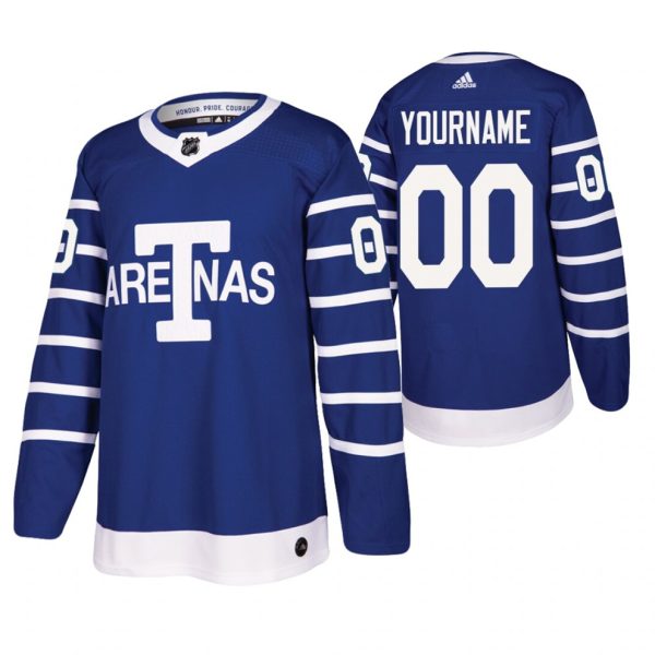 Maend-Toronto-Maple-Leafs-Tilpasset-Troeje-Authentic-Pro-Blaa-Throwback