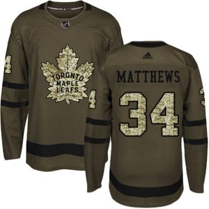 NHL-Auston-Matthews-Authentic-Maend-Groen-Toronto-Maple-Leafs-Troeje-34-Salute-to-Service