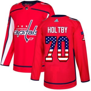 NHL-Braden-Holtby-Authentic-Maend-Roed-Washington-Capitals-Troeje-70-USA-Flag-Fashion