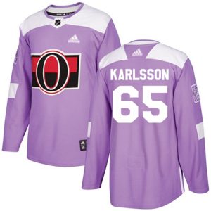 NHL-Erik-Karlsson-Authentic-Maend-Lilla-Ottawa-Senators-Troeje-65-Fights-Cancer-Practice