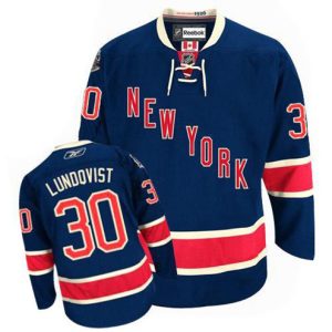 NHL-Henrik-Lundqvist-Authentic-Maend-Navy-Blaa-Reebok-New-York-Rangers-Troeje-30-Third