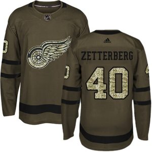 NHL-Henrik-Zetterberg-Authentic-Maend-Groen-Detroit-Red-Wings-Troeje-40-Salute-to-Service