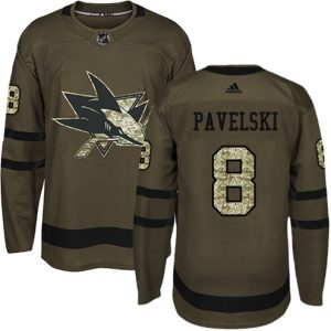 NHL-Joe-Pavelski-Authentic-Maend-Groen-San-Jose-Sharks-Troeje-8-Salute-to-Service