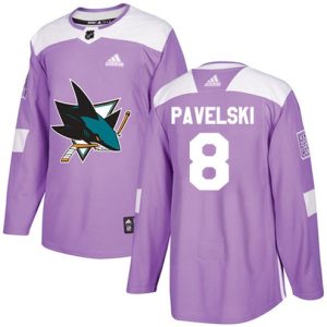 NHL-Joe-Pavelski-Authentic-Maend-Lilla-San-Jose-Sharks-Troeje-8-Fights-Cancer-Practice