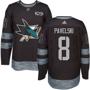 NHL-Joe-Pavelski-Authentic-Maend-Sort-San-Jose-Sharks-Troeje-8-1917-2017-100th-Anniversary