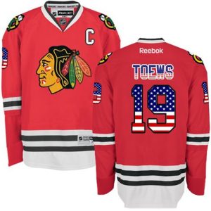 NHL-Jonathan-Toews-Authentic-Maend-Roed-Reebok-Chicago-Blackhawks-Troeje-19-USA-Flag-Fashion