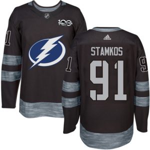 NHL-Steven-Stamkos-Authentic-Maend-Sort-Tampa-Bay-Lightning-Troeje-91-1917-2017-100th-Anniversary
