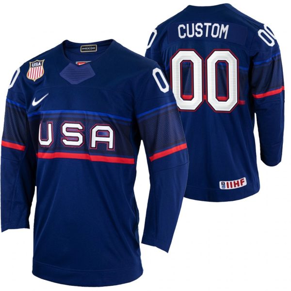 USA-Hockey-Tilpasset-2022-IIHF-World-Championship-Navy-Ude