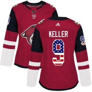 kvinder-NHL-Arizona-Coyotes-Ishockey-Troeje-Clayton-Keller-9-Roed-USA-Flag-Fashion-Authentic