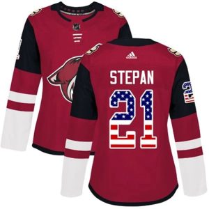 kvinder-NHL-Arizona-Coyotes-Ishockey-Troeje-Derek-Stepan-21-Roed-USA-Flag-Fashion-Authentic