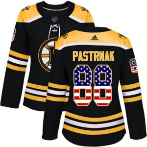 kvinder-NHL-Boston-Bruins-Ishockey-Troeje-David-Pastrnak-88-Sort-USA-Flag-Fashion-Authentic